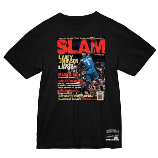Mitchell & Ness NBA Larry Johnson Slam Cover T-Shirt Black-Black Sheep Skate Shop