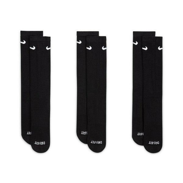 Nike Everyday Cushioned Crew Socks 3-Pack Black-Black Sheep Skate Shop