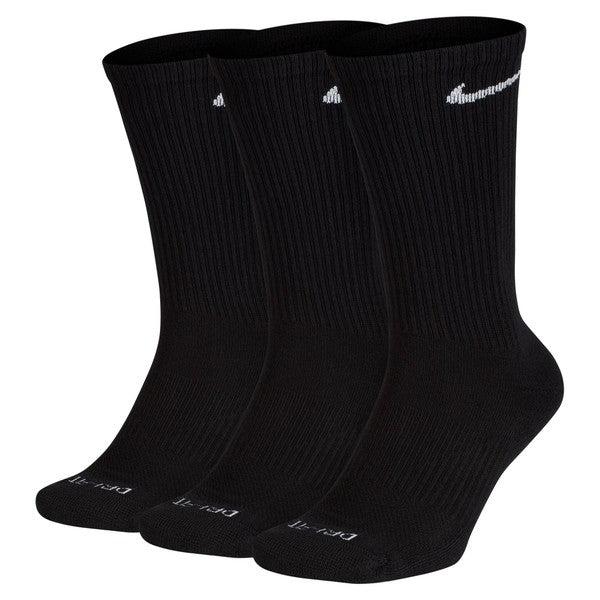 Nike Everyday Cushioned Crew Socks 3-Pack Black-Black Sheep Skate Shop