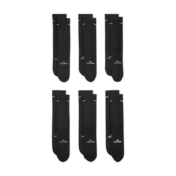 Nike Everyday Elevated Crew Socks 6-Pack Black-Black Sheep Skate Shop