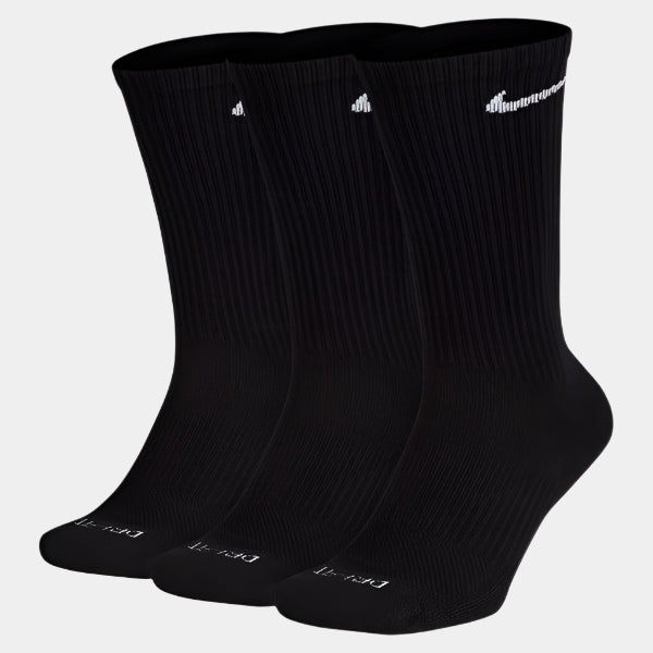 Nike Everyday Plus Cushioned Crew Socks 3-Pack Black-Black Sheep Skate Shop
