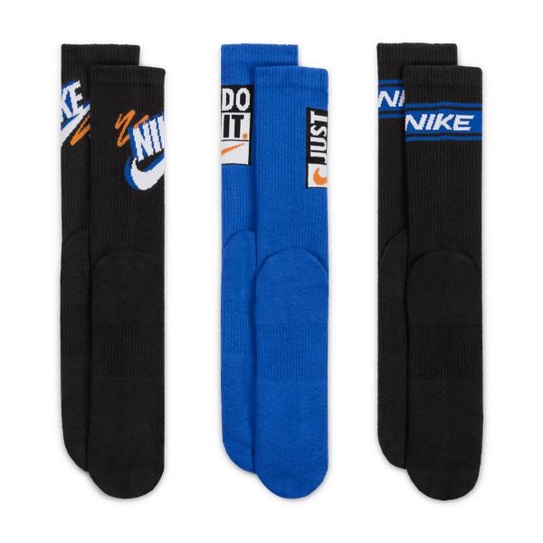 Nike Everyday Plus Cushioned Training Crew Socks 3-Pack Black - Blue - Orange-Black Sheep Skate Shop