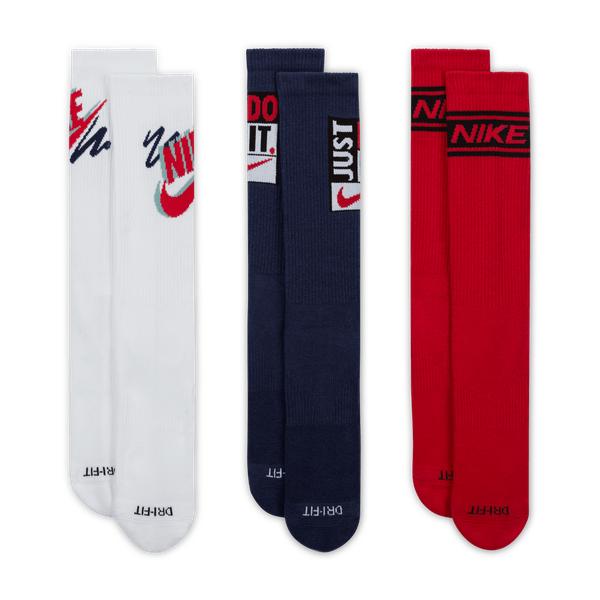 Nike Everyday Plus Cushioned Training Crew Socks 3-Pack White - Navy - Red-Black Sheep Skate Shop