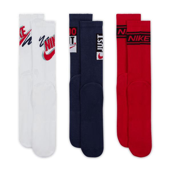 Nike Everyday Plus Cushioned Training Crew Socks 3-Pack White - Navy - Red-Black Sheep Skate Shop