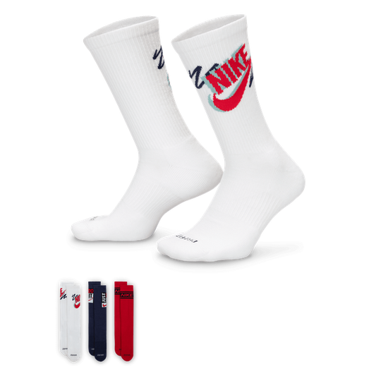 Nike Everyday Plus Cushioned Training Crew Socks 3-Pack White - Navy - Red-Black Sheep Skate Shop