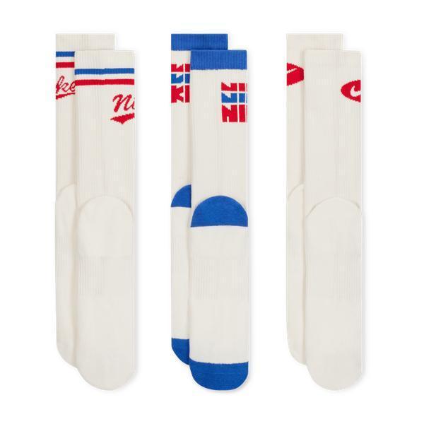 Nike Everyday Plus Cushioned Training Crew Socks 3-Pack White - Red - Blue-Black Sheep Skate Shop