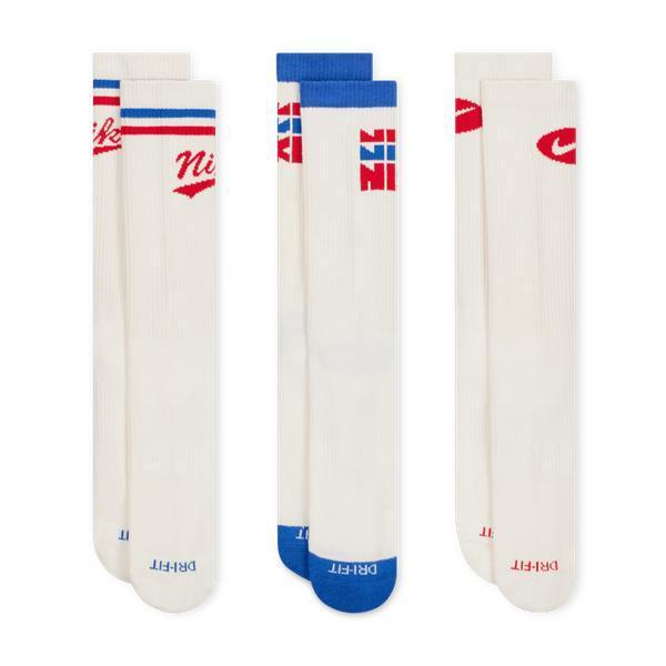 Nike Everyday Plus Cushioned Training Crew Socks 3-Pack White - Red - Blue-Black Sheep Skate Shop