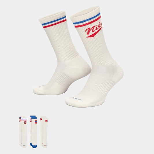 Nike Everyday Plus Cushioned Training Crew Socks 3-Pack White - Red - Blue-Black Sheep Skate Shop