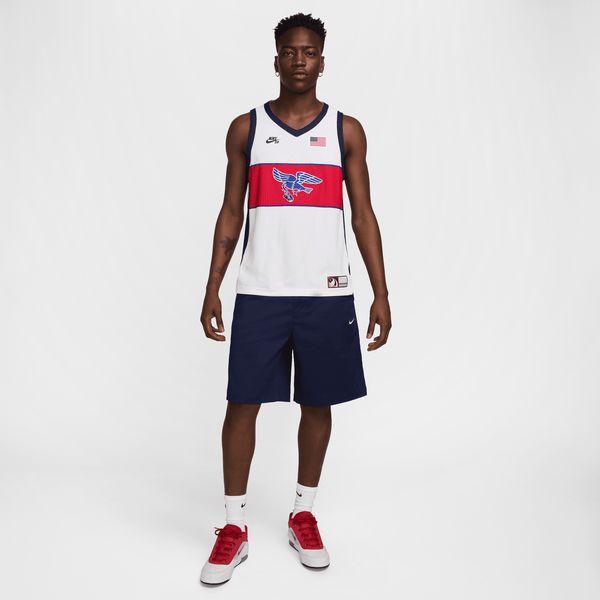 Nike SB 2024 Olympics Team USA Dri-Fit ADV Sleeveless Skate Jersey White-Black Sheep Skate Shop