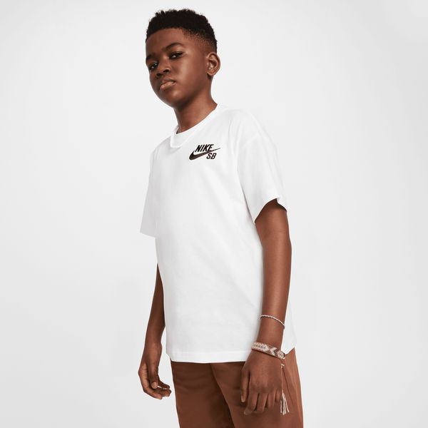 Nike SB Big Kids' Embroidered Skate Graphic Tee White-Black Sheep Skate Shop