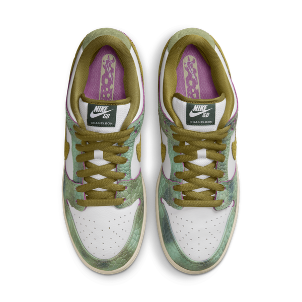 Nike SB Dunk Low Pro QS "Chameleon" Oil Green-Desert Moss - White-Black Sheep Skate Shop