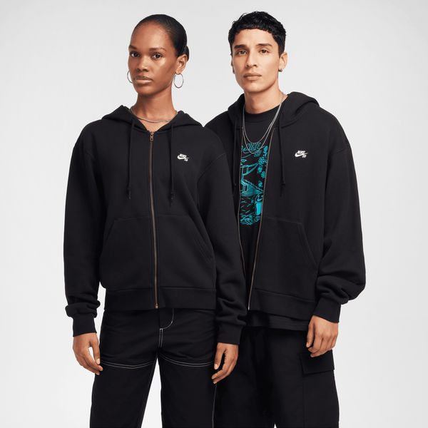 Nike SB Full-Zip Fleece Skate Hoodie Black - White-Black Sheep Skate Shop