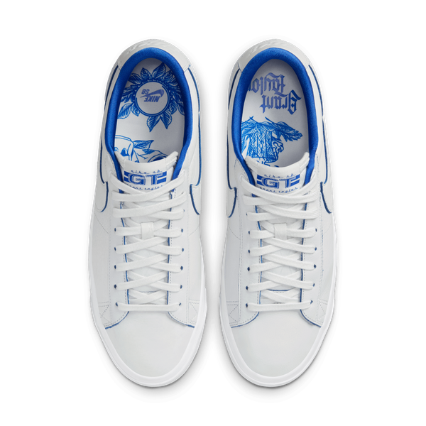 Nike SB Grant Taylor 20 Years Blazer Low Pro GT Premium Summit White - Game Royal-Black Sheep Skate Shop