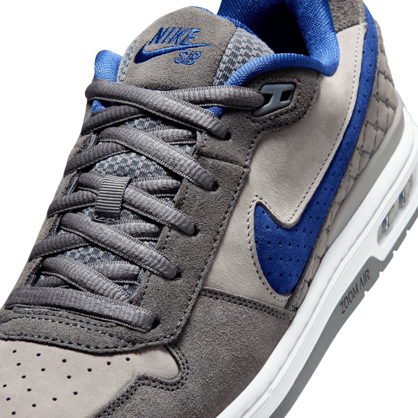 Nike SB Paul Rodriguez P-Rod Zoom Air Low Flint Grey - Deep Royal Blue-Black Sheep Skate Shop