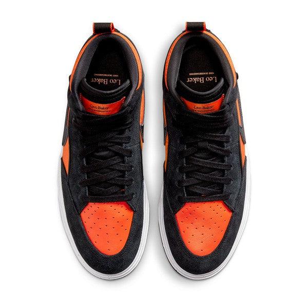 Nike SB React Leo Baker Skate Shoe Black - Orange - Electro-Black Sheep Skate Shop