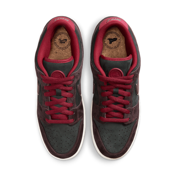 Nike SB x Riot Dunk Low Pro QS Mahogany - Dark Beetroot - Team Red - Sail-Black Sheep Skate Shop