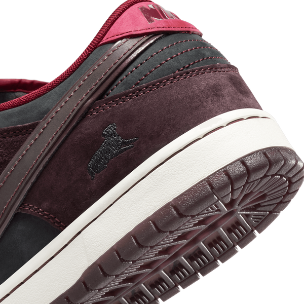 Nike SB x Riot Dunk Low Pro QS Mahogany - Dark Beetroot - Team Red - Sail-Black Sheep Skate Shop