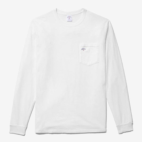 Noah Clothing Classic Logo Long Sleeve Pocket Tee White-Black Sheep Skate Shop