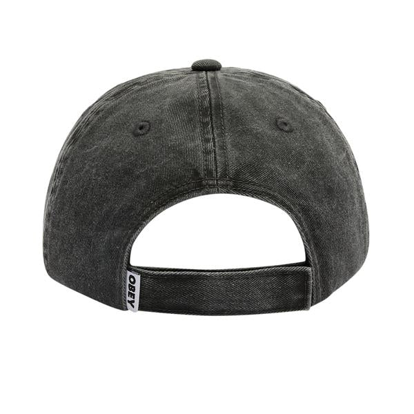 Obey Clothing Pigment Dyed Obey Records 6 Panel Strapback Hat Black-Black Sheep Skate Shop