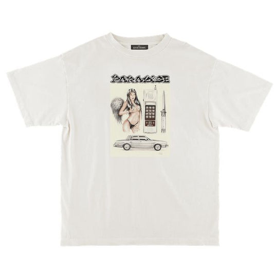 Paradise NYC Fallen Angel Tee White-Black Sheep Skate Shop