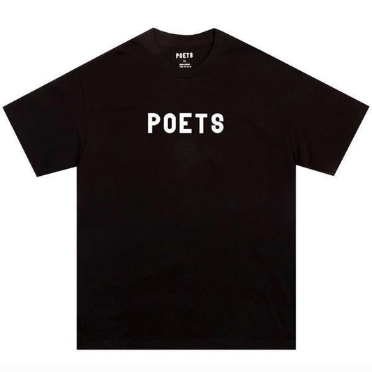 Poets Brand OG Flocked Logo Tee Black - White-Black Sheep Skate Shop