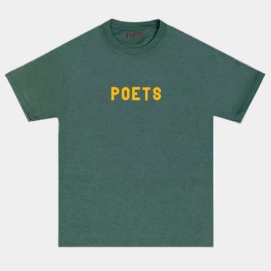 Poets Brand OG Flocked Logo Tee Green - Gold-Black Sheep Skate Shop