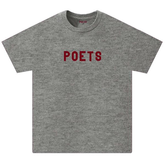 Poets Brand OG Flocked Logo Tee Heather Grey - Maroon-Black Sheep Skate Shop