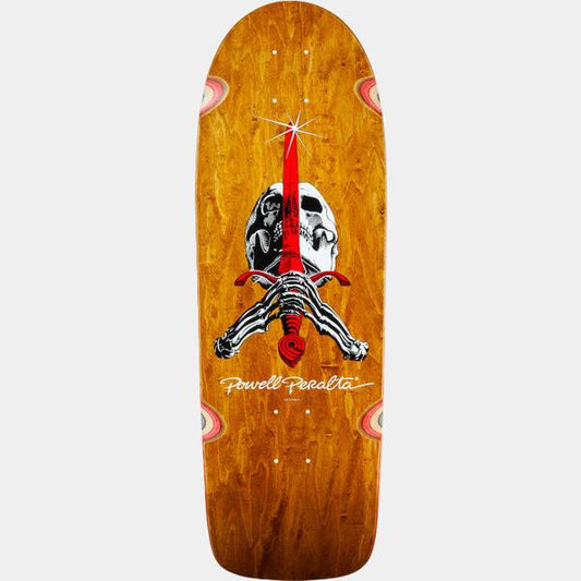 Powell Peralta Ray "Bones" Rodriguez Skull & Sword Reissue Deck 10" Honey Brown Stain-Black Sheep Skate Shop