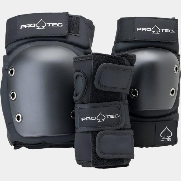 Pro-Tec Street 3-Pack Pad Set Adult Black - Black-Black Sheep Skate Shop