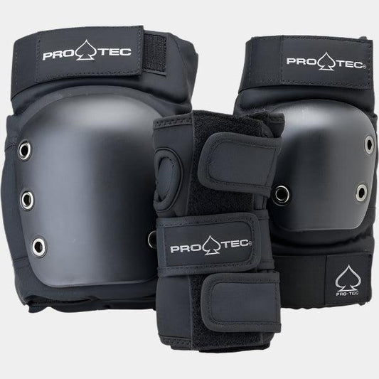 Pro-Tec Street 3-Pack Pad Set Adult Black - Black-Black Sheep Skate Shop