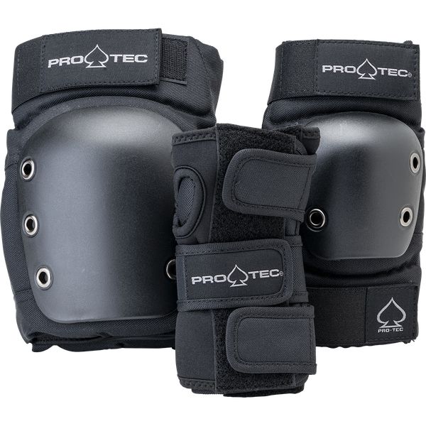 Protec Street 3-Pack Pad Set Adult Black - Black-Black Sheep Skate Shop