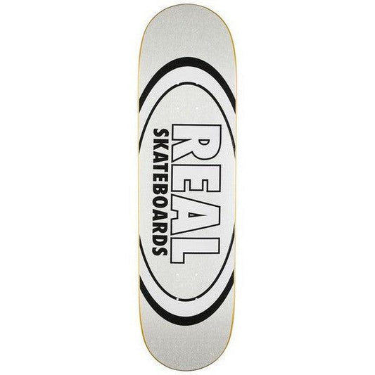 Real Skateboards Easy Rider Oval Deck 8.5" White Glitter-Black Sheep Skate Shop