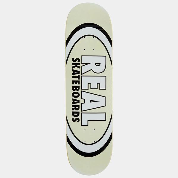 Real Skateboards Easy Rider Oval Deck 8.5" White Glitter-Black Sheep Skate Shop