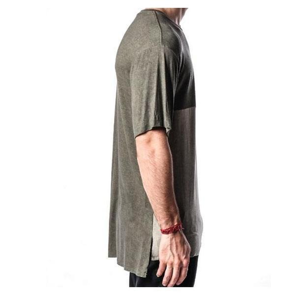 Rustic Dime Hi Lo Panel Long Tee Pigment Dye Olive-Black Sheep Skate Shop