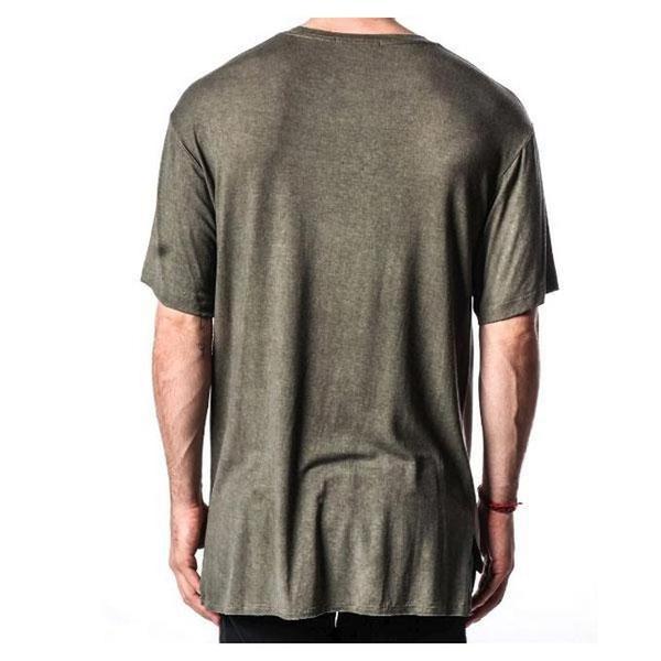 Rustic Dime Hi Lo Panel Long Tee Pigment Dye Olive-Black Sheep Skate Shop