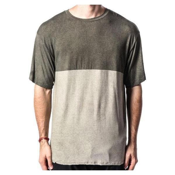 Rustic Dime Hi Lo Panel Long Tee Pigment Dye Olive-Black Sheep Skate Shop