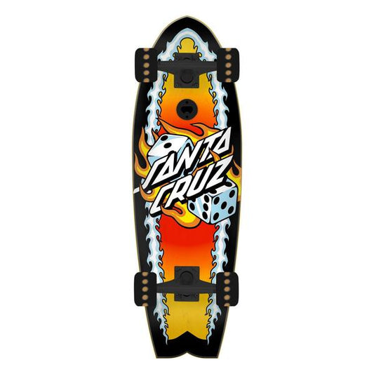 Santa Cruz Flaming Dice Dot Shark Cruiser Complete Skateboard 8.8" x 27.7"-Black Sheep Skate Shop