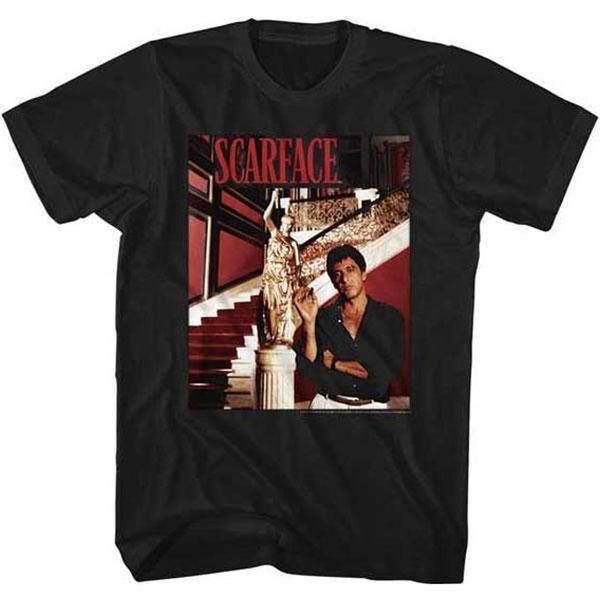 Scarface Statue Stairs Tee Black-Black Sheep Skate Shop