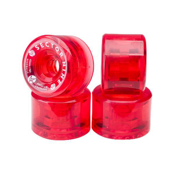 Sector 9 Nine Balls Soft Cruiser Wheels 78a 65mm Clear Red-Black Sheep Skate Shop