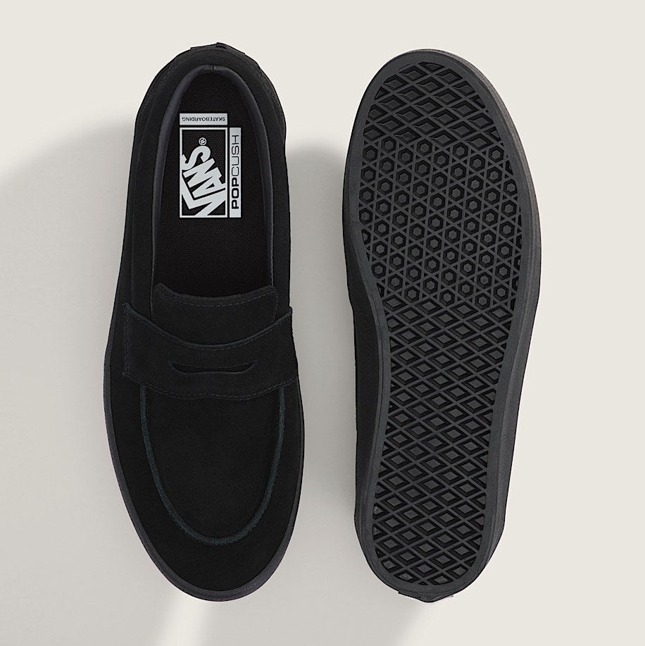 Vans Skate Loafer Shoe Suede Black - Black