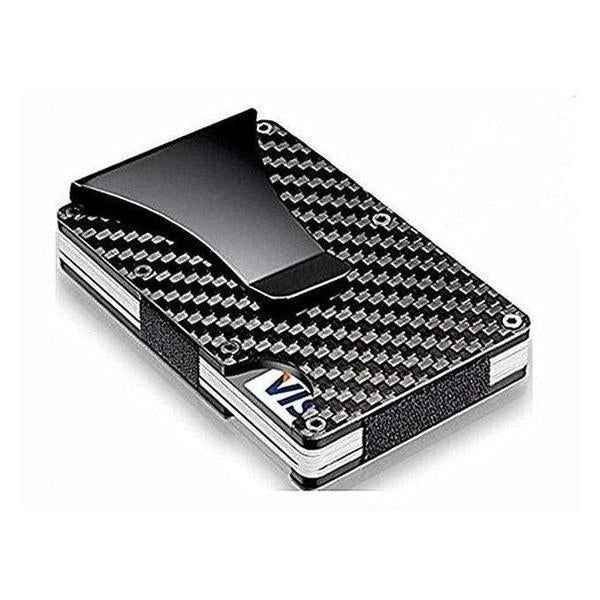 Slim RFID Blocking Card Holder/ Money Clip - Black Carbon Fiber-Black Sheep Skate Shop