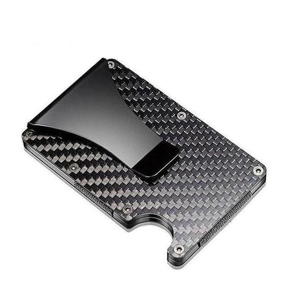 Slim RFID Blocking Card Holder/ Money Clip - Black Carbon Fiber-Black Sheep Skate Shop