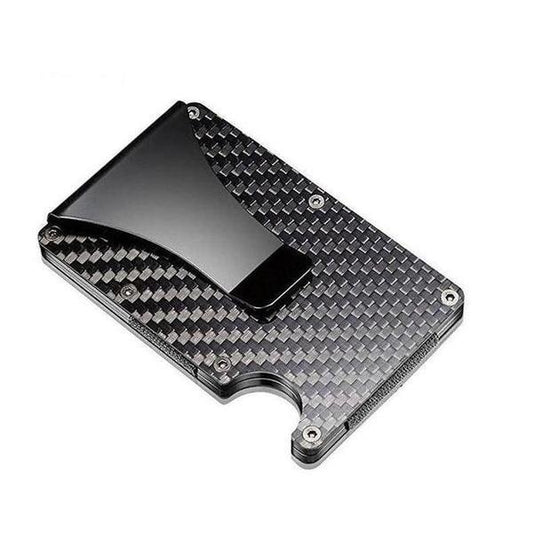 Slim RFID Blocking Card Holder/ Money Clip - Black Carbon Fiber-Black Sheep Skate Shop