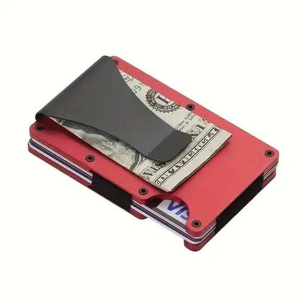 Slim RFID Blocking Card Holder/ Money Clip Matte Red-Black Sheep Skate Shop