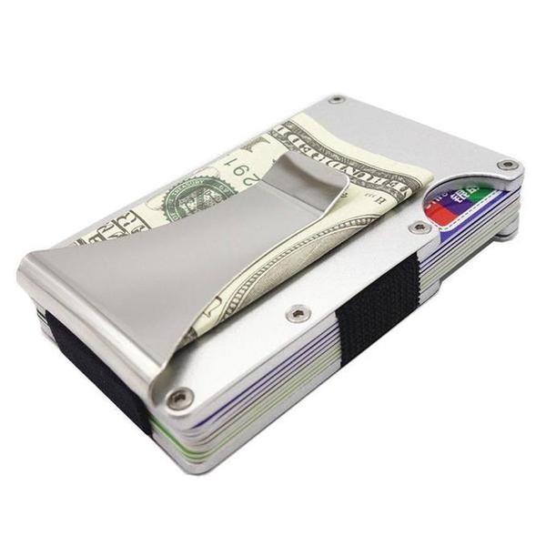 Slim RFID Blocking Card Holder/ Money Clip Raw Silver-Black Sheep Skate Shop