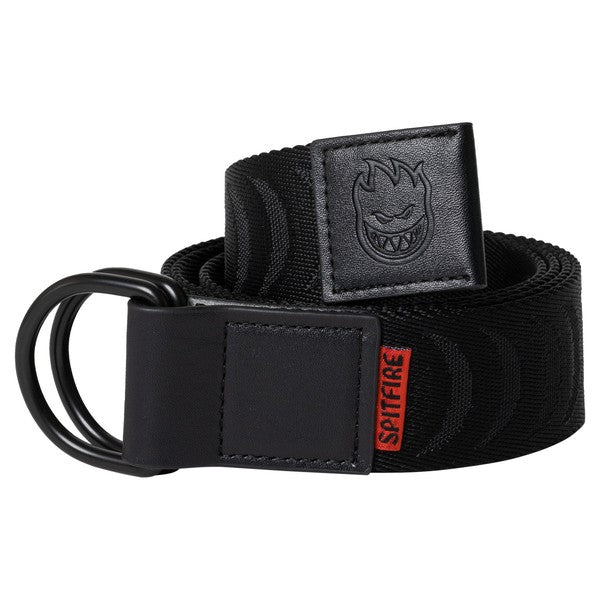 Spitfire Bighead Crescent D-Ring Jacquard Web Belt Black-Black Sheep Skate Shop