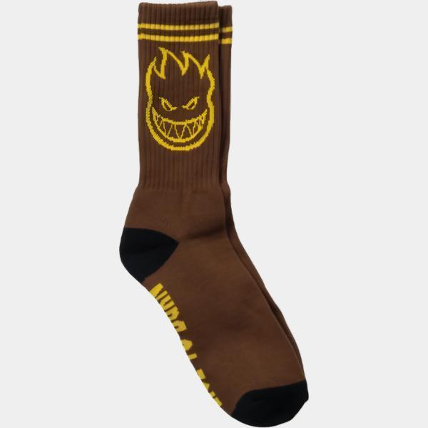 Spitfire Bighead Crew Socks Brown - Gold-Black Sheep Skate Shop