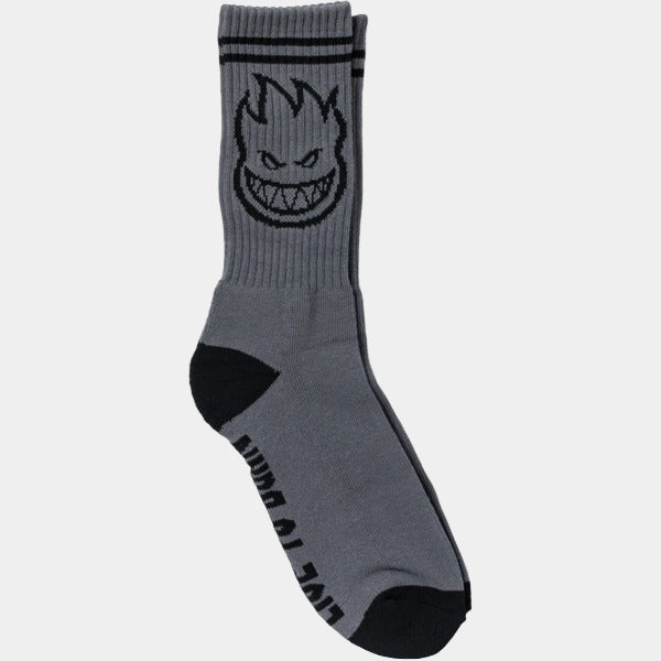 Spitfire Bighead Crew Socks Charcoal - Black-Black Sheep Skate Shop