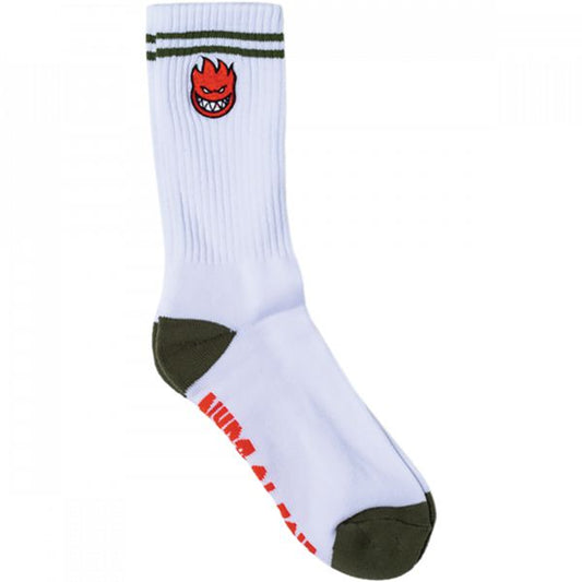 Spitfire Bighead Fill Embroidered Socks White - Red - Olive-Black Sheep Skate Shop