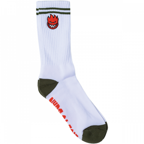 Spitfire Bighead Fill Embroidered Socks White - Red - Olive-Black Sheep Skate Shop